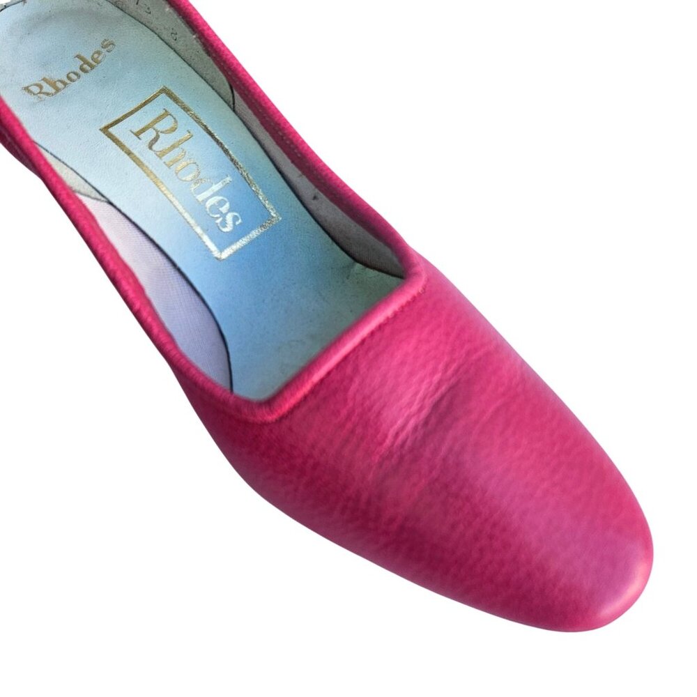 Vintage 50s Pink Leather Kitten Heel Pumps Sz 5B Rhodes Mr. Neal - Picture 10 of 16